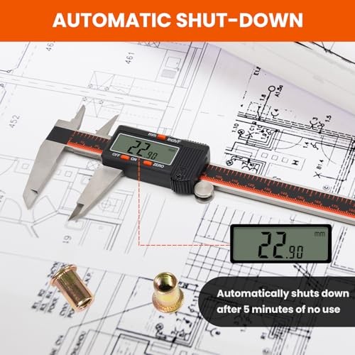 Digital Caliper, 0-Caliper Measuring Tool with Large LCD Screen, Auto 8 Inch