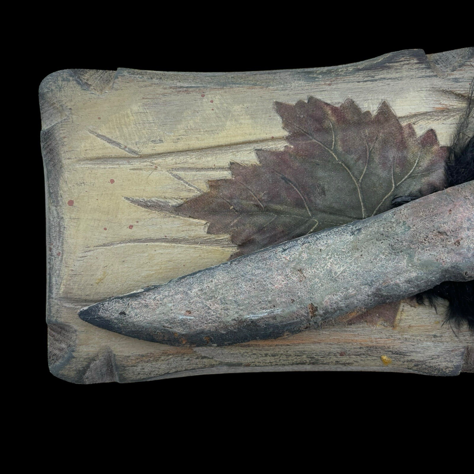 Vintage 1870s Native American Plains Indian Obsidian Bowie Knife Folk Art AAFA