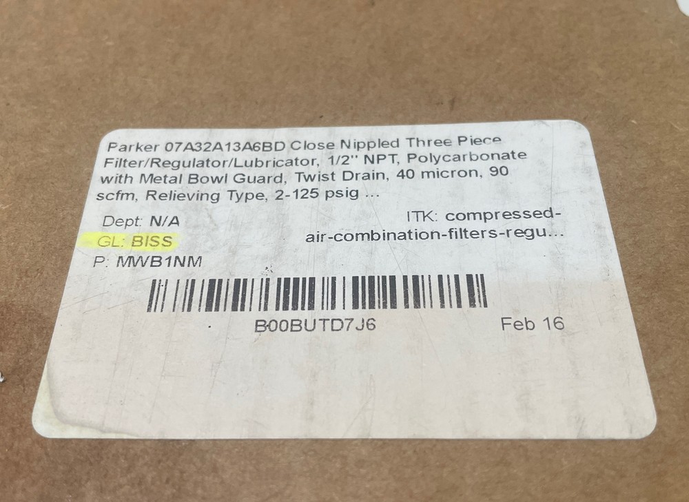 PARKER 07A32A13A6BD Filter Regulator Lubricator