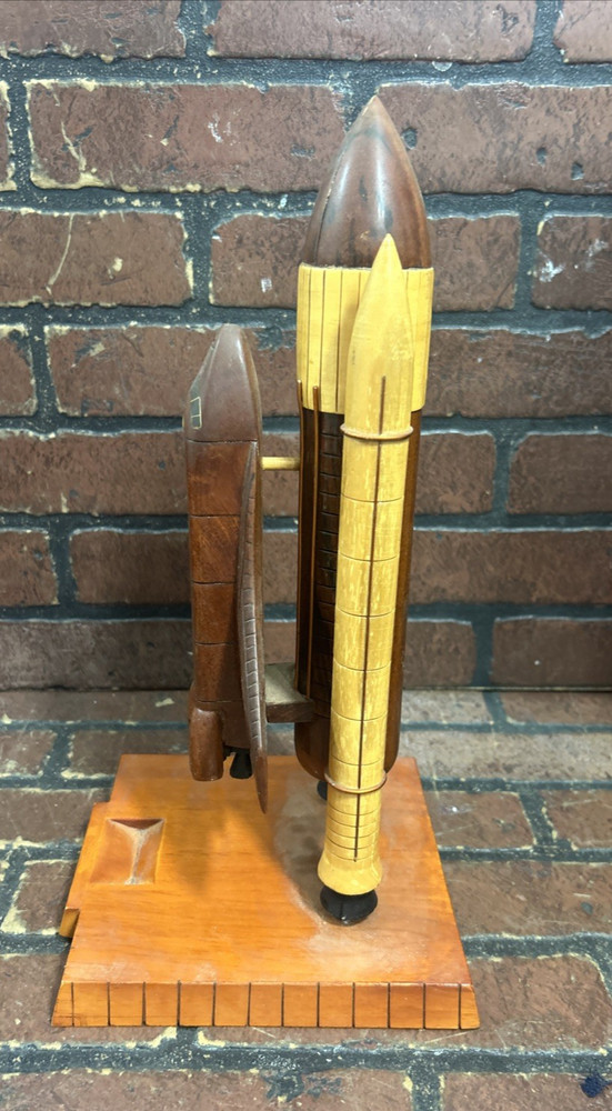 NASA SPACE SHUTTLE Discovery STS-121 Solid Wood Sculpted Carved Shuttle