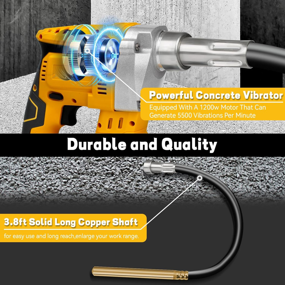 Handheld Concrete Vibrating Tool for Dewalt 20V Max Battery, Construction Insert