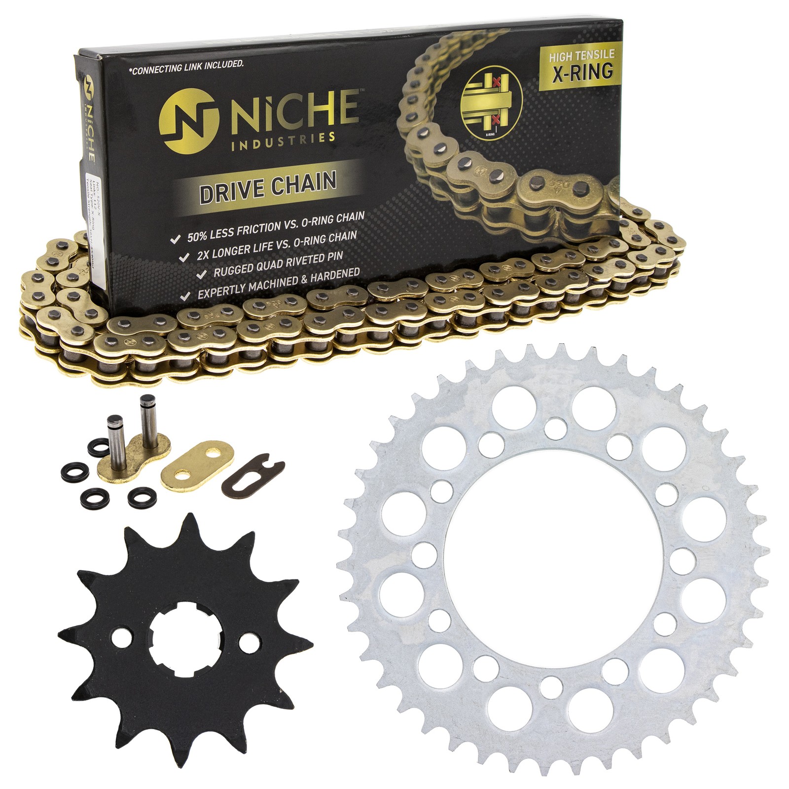 Sprocket Chain Set for Honda TRX200 TRX200D 12/42 Tooth 520 X-Ring Front Rear