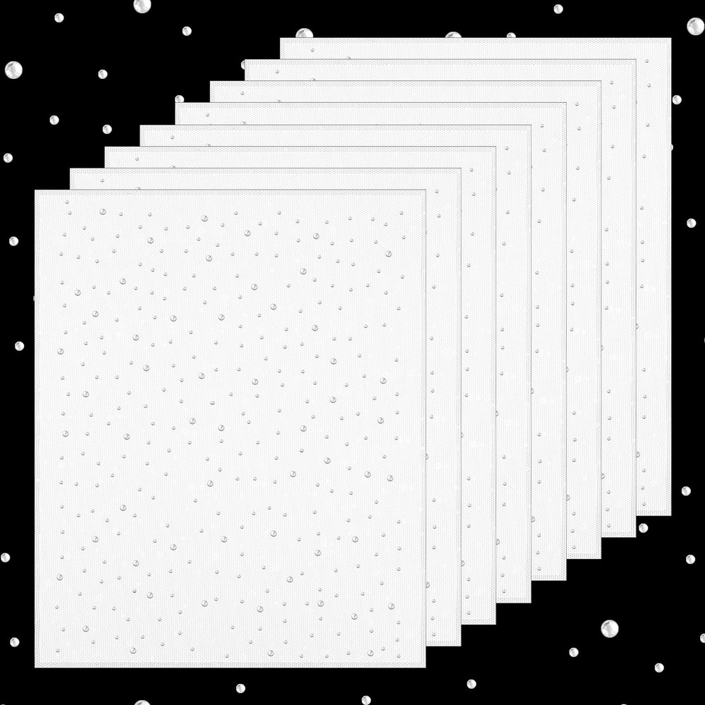 8Pcs Sheet Iron-on Rhinestone Sheets Crystal Transfers One Size, silver