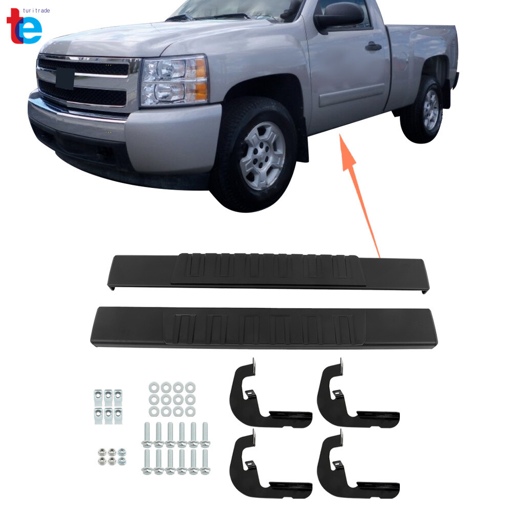 6" Running Board Nerf Bar Side Step Black H For 2007-2018 Silverado REG Cab