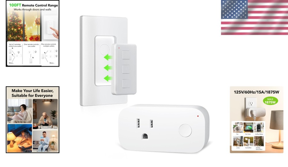Pre-Programmed Wireless Remote Outlet - Portable Magic with 100ft Control Range