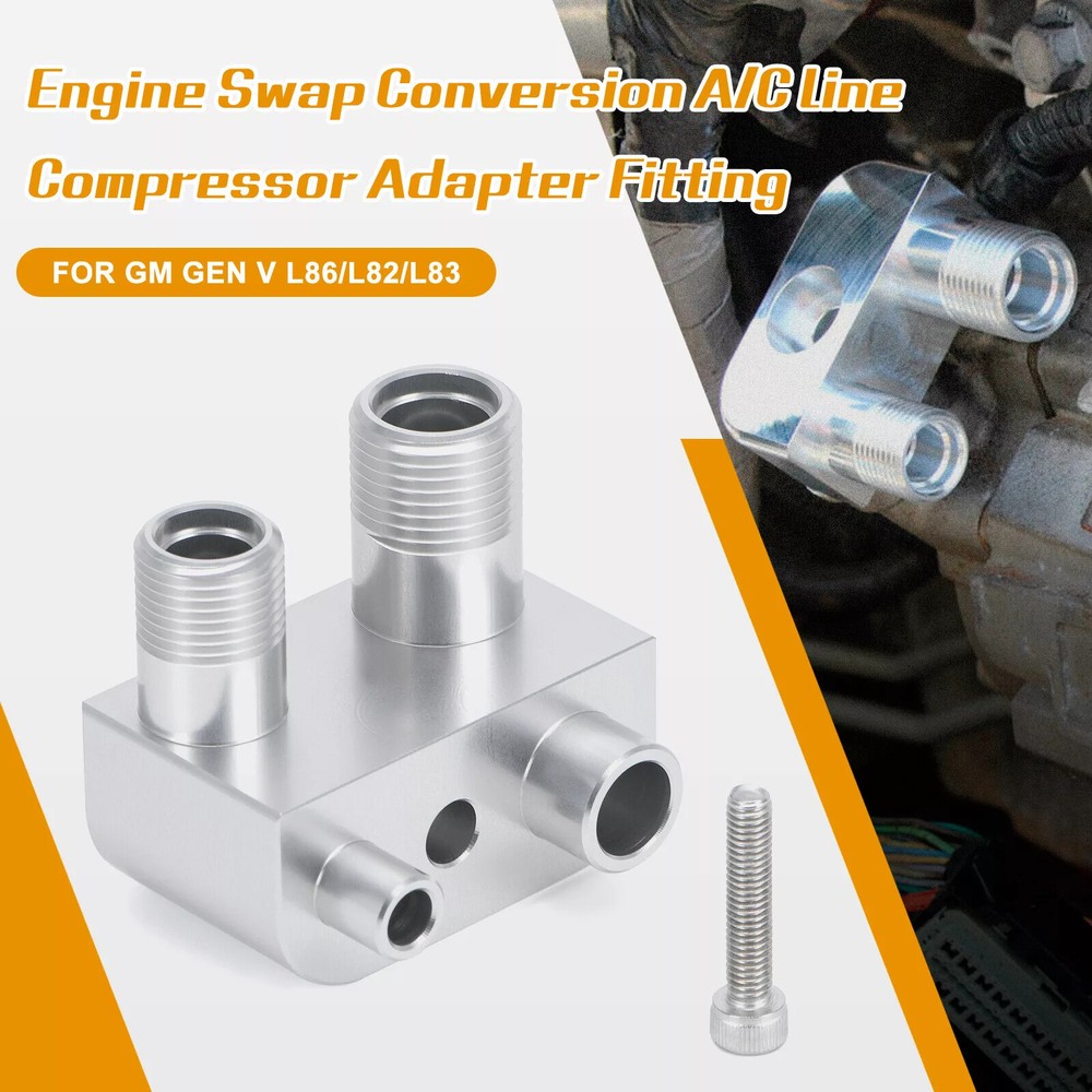 Swap Conversion A/C Line Compressor Adapter Fitting For GM Gen V L86 L83 Engine