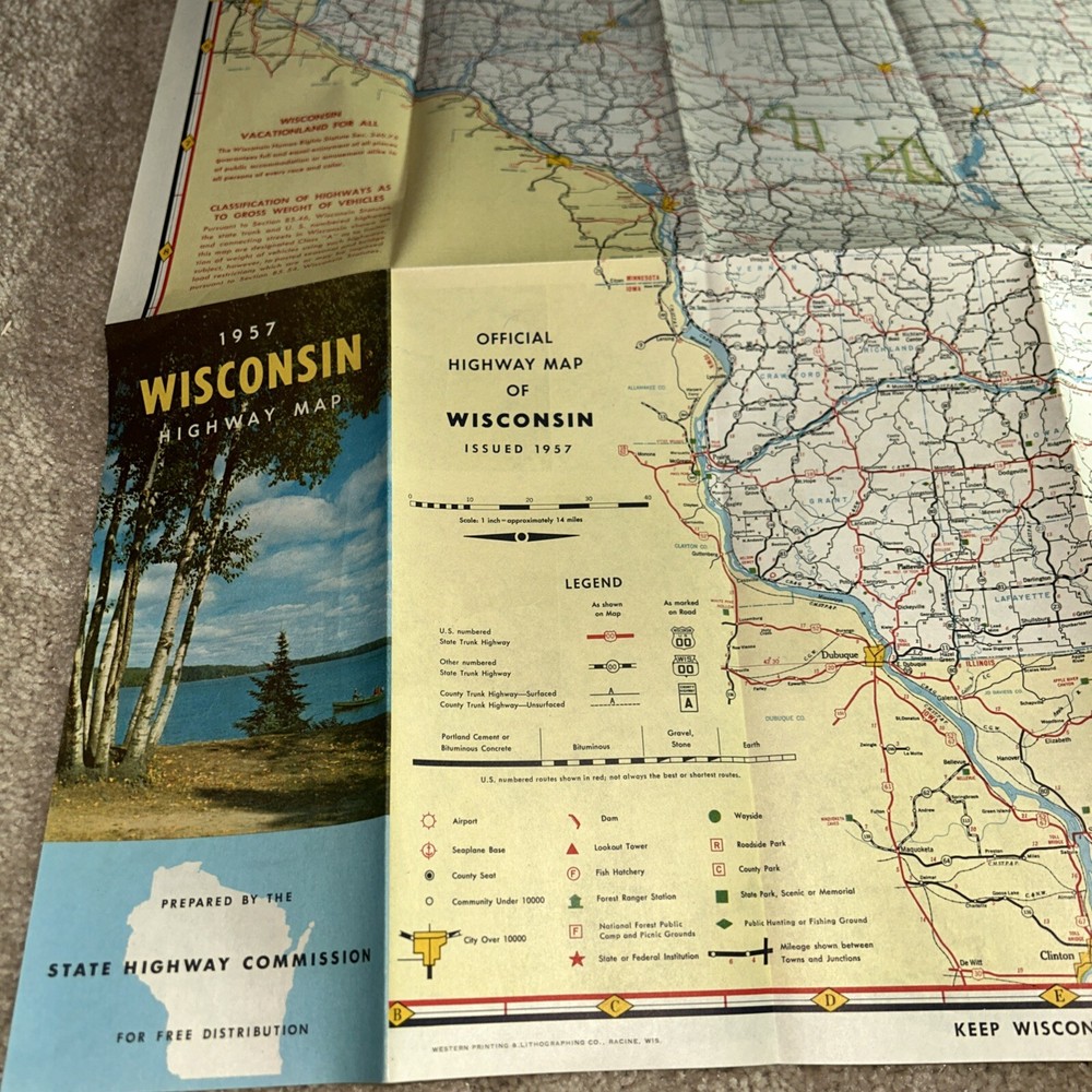 1957 WISCONSIN HIGHWAY MAP