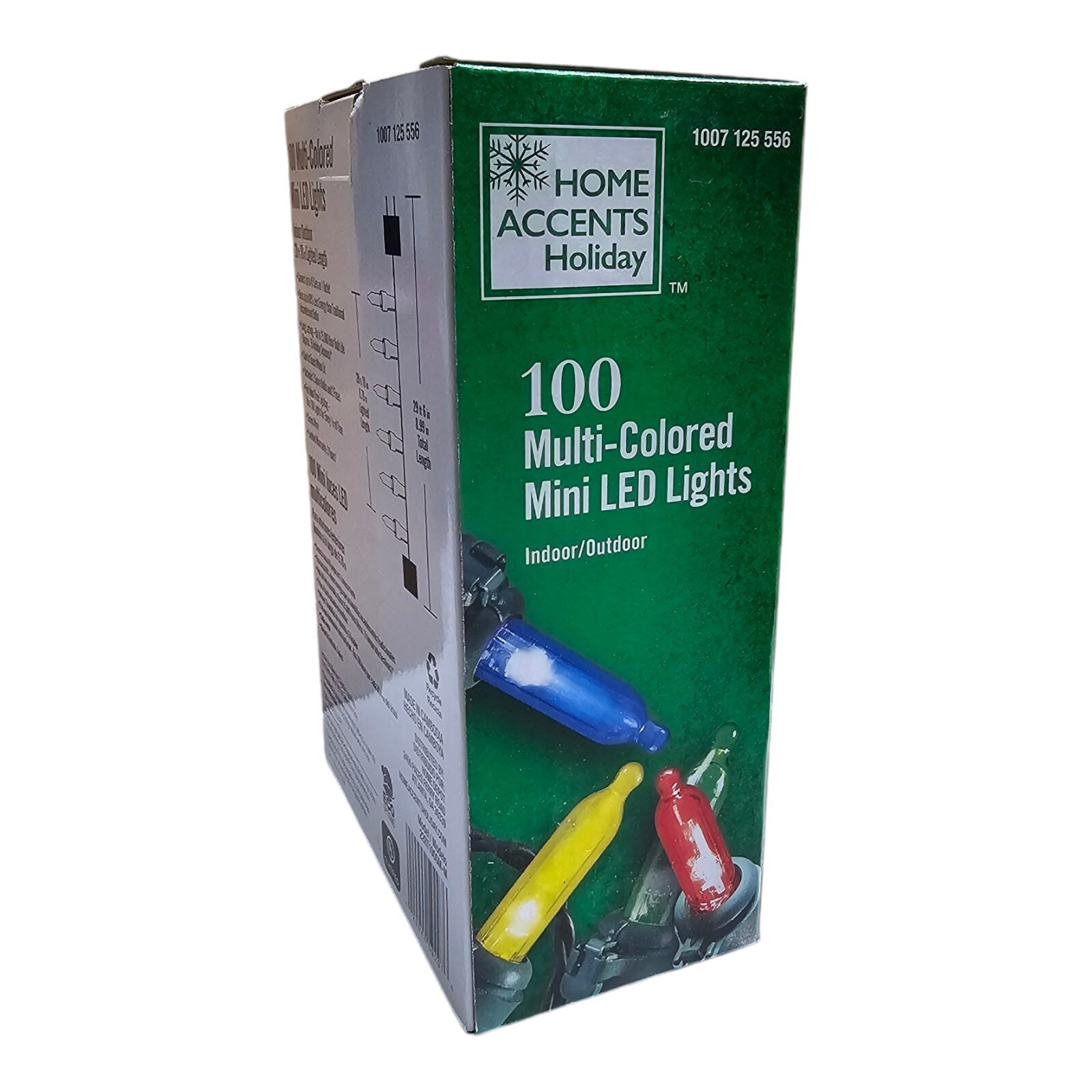 2x Home Accents 100 Multi Colored Mini LED Lights Indoor/Outdoor - Green Wire