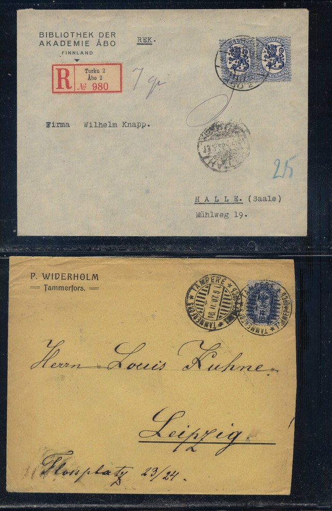 Finland   2  large covers, one  registered