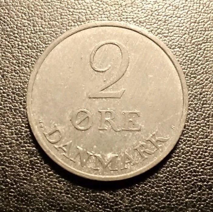 1955 Denmark Two Ore Coin
