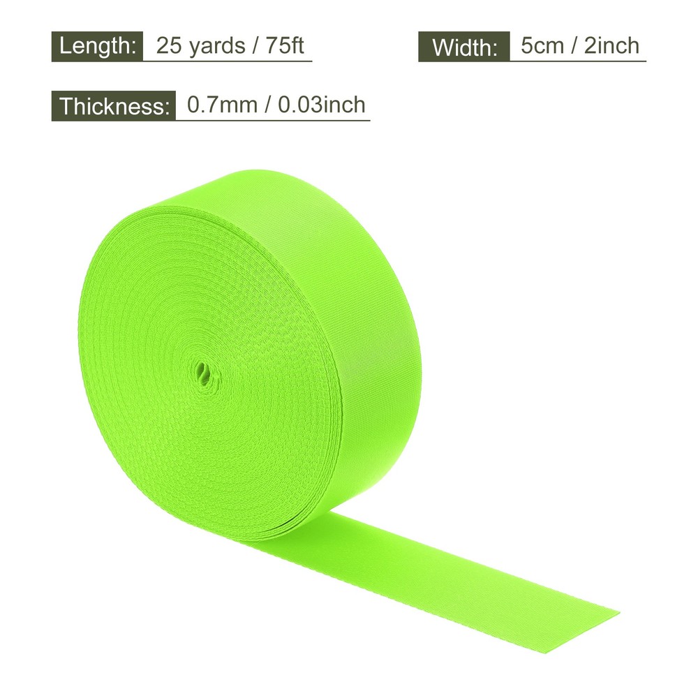 Flat Nylon Webbing Strap 2 Inch 25 Yards Fluorescent Green for Backpack