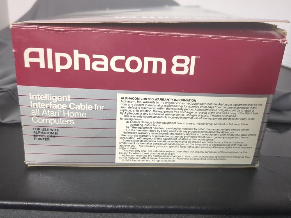 VINTAGE Alphacom 81 Dot Matrix Printer Cartridge Atari Interface Cable in boxes