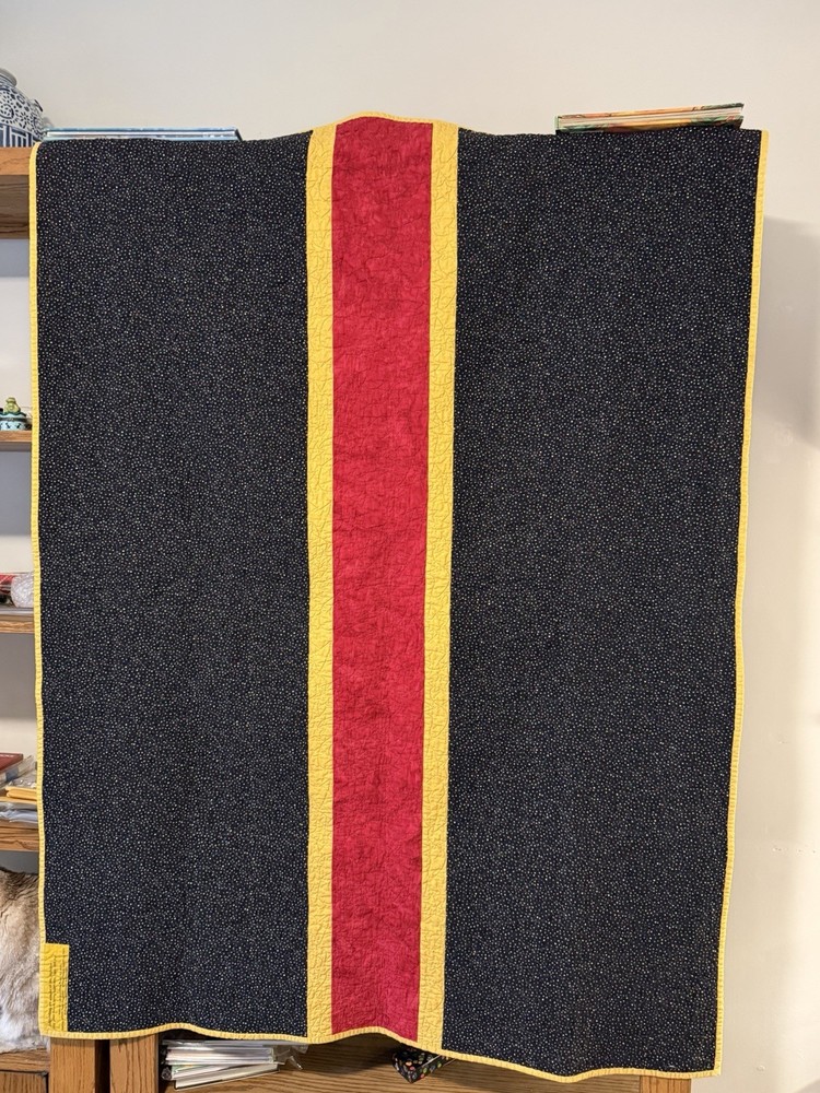 New Patchwork Quilt Throw Blanket Handmade Signed Reversible Stars 58”x42”