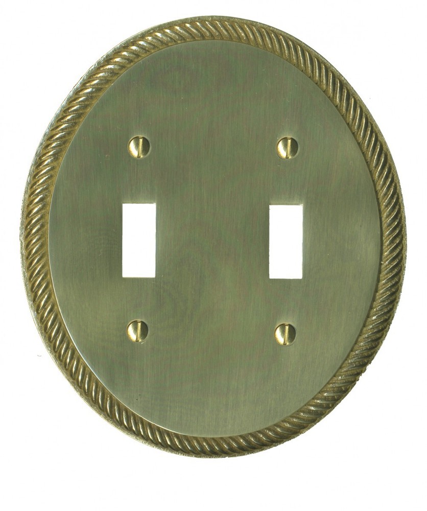 Solid Brass Switchplate Double Toggle Oval Braided Renovators Supply