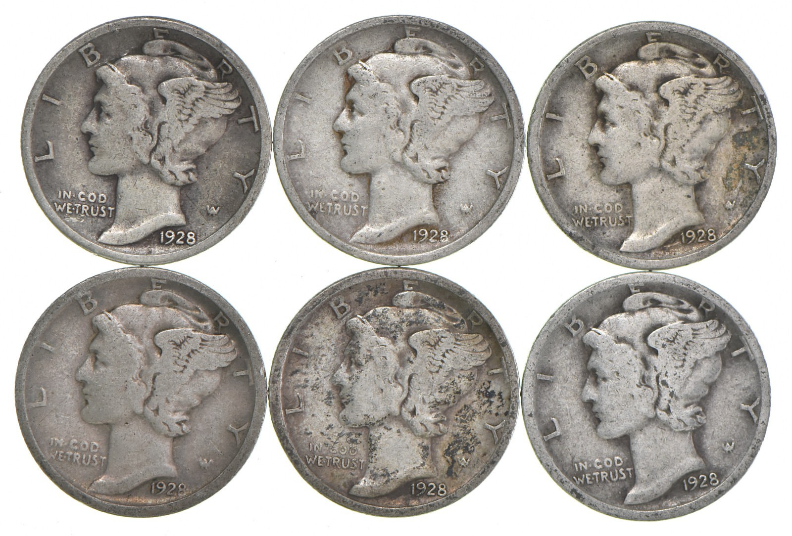 VG+ 1928-D Mercury 90% Silver Dime