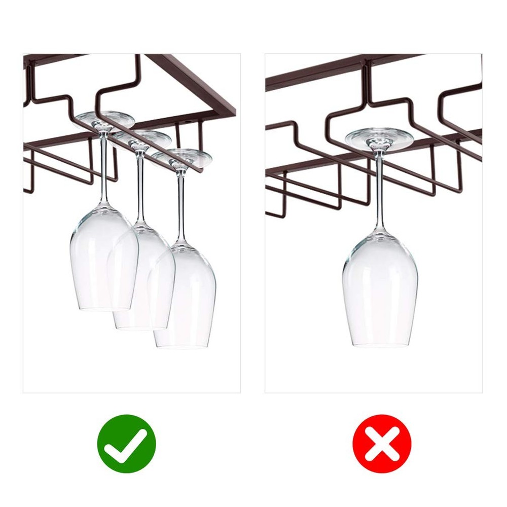 5 Rows Wine Glasses Rack Under Cabinet Stemware Rack for Cabinet Kitchen