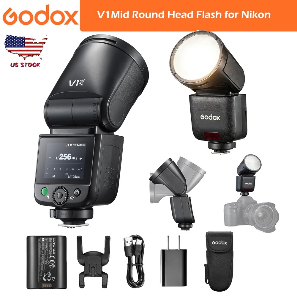 Godox V1 mid N V1midN TTL Flash Touchscreen Round Head mini Flash for Nikon