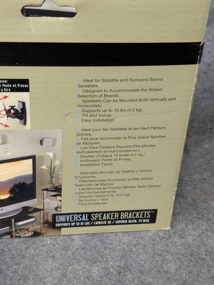 Speaker Mounting Brackets for Wall or Ceiling New Atlantic 5 Universal Black