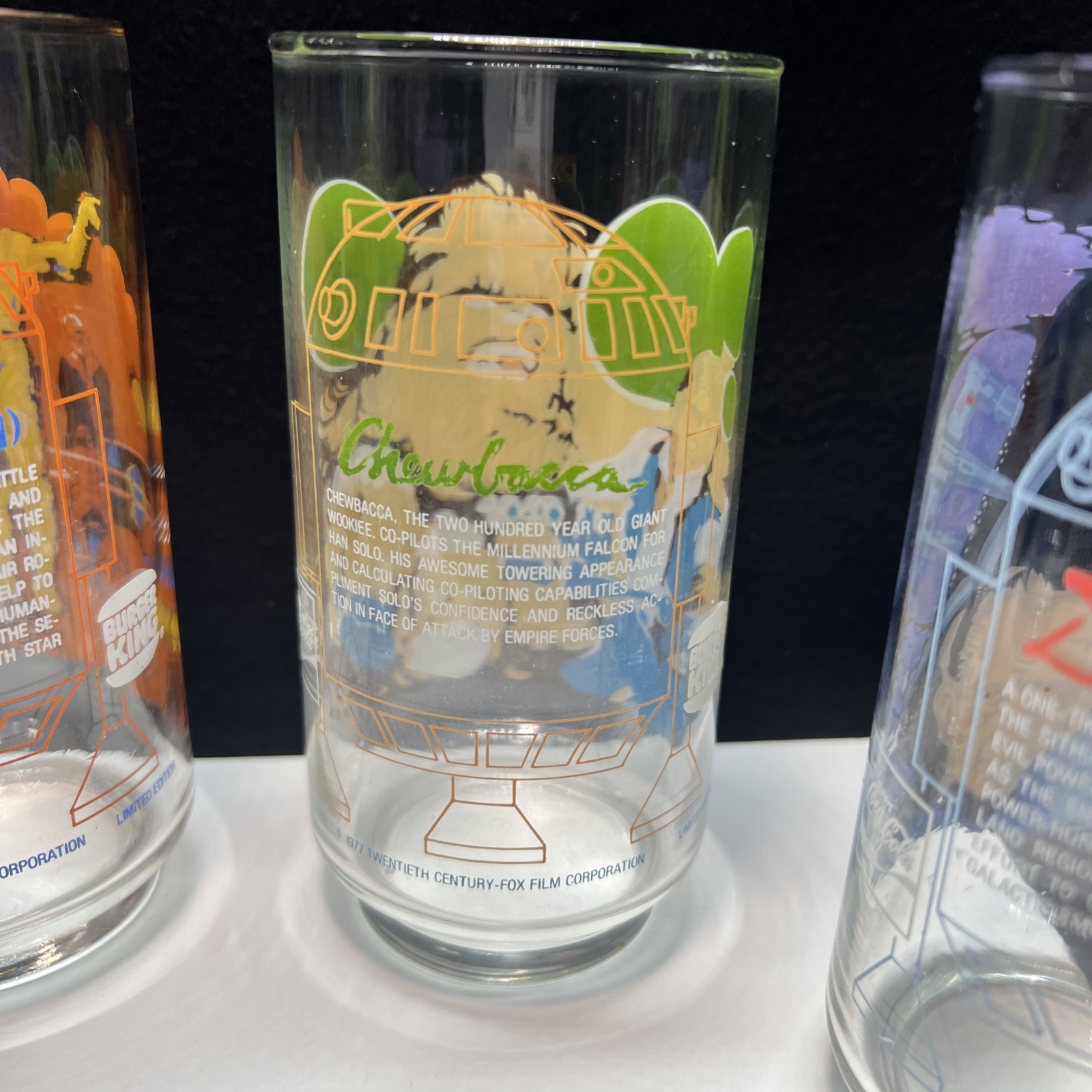 1977 Star Wars A New Hope Coca Cola Burger King Glasses Set of 4 - FREE SHIPPING