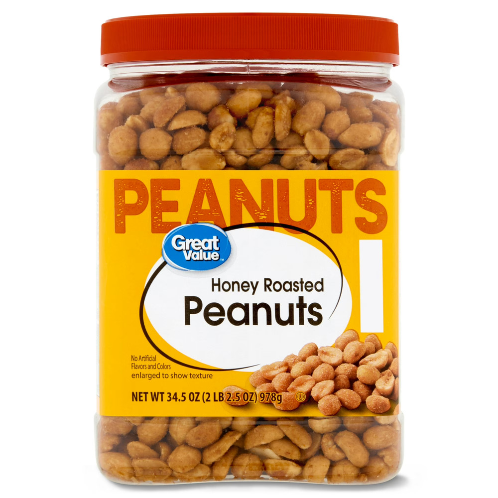 Great Value Honey Roasted Peanuts, 34.5 oz