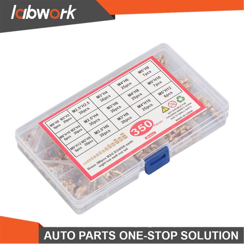 Labwork 350Pcs Threaded Inserts M2-M6 Female Thread Metric Knurled Nuts