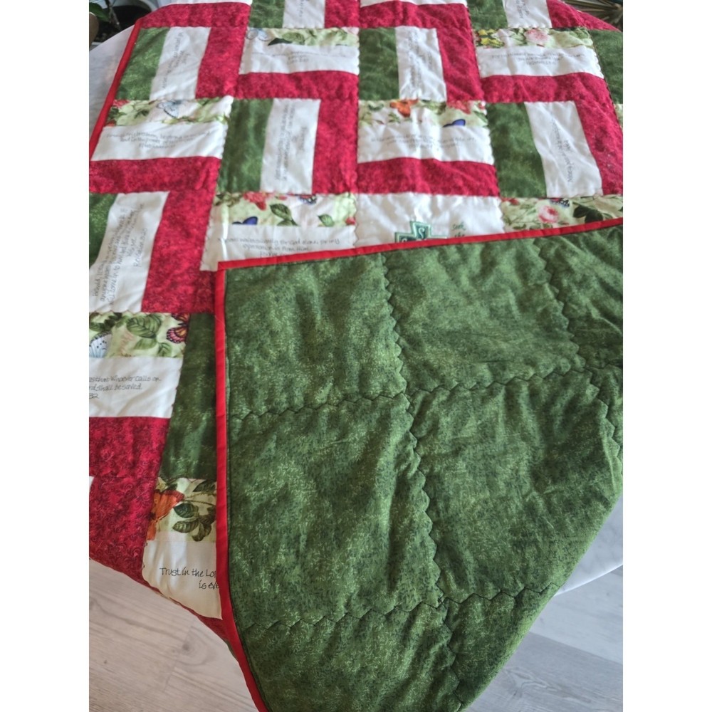Handmade Machine Stitched Lap Patchwork Quilt Bible Scriptures 39x54