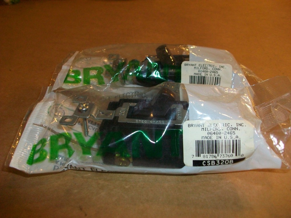 2pc Bryant 20amp Toggle Switch CSB320B NEW
