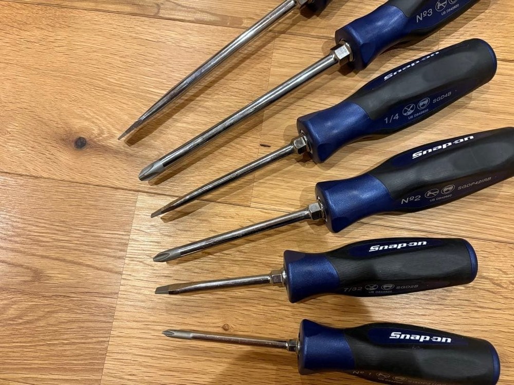 Snap-on 6pc POWER BLUE Soft Grip Combination Screwdriver Set