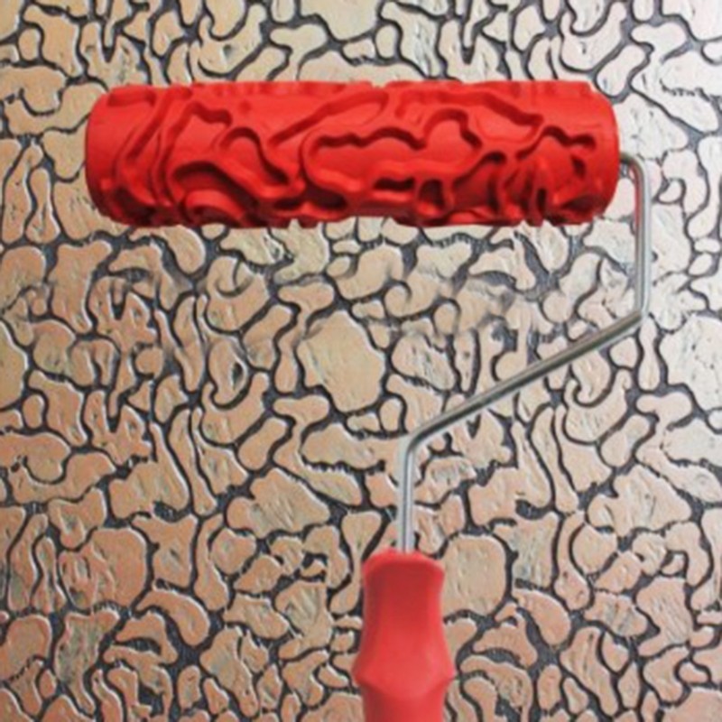 7 inch Pattern Painting Roller Embossed Paint Roller with Handle DIY Wall Decor