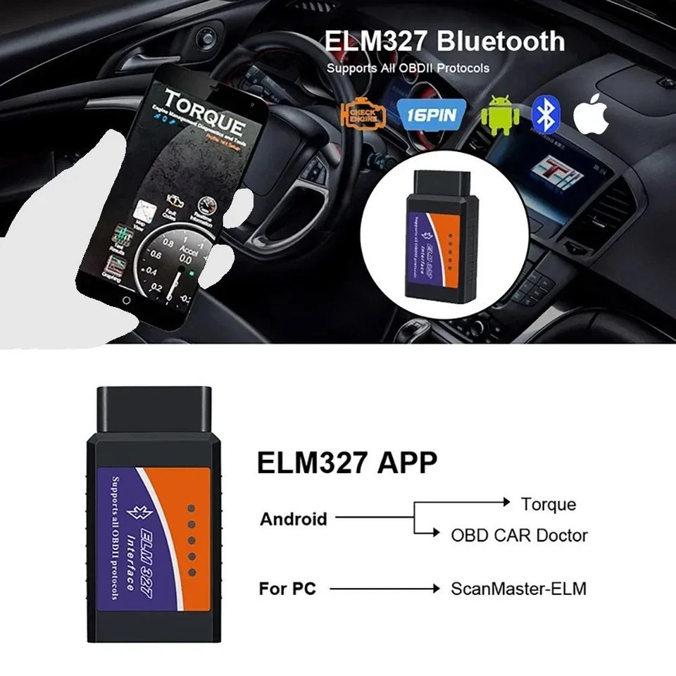 ELM327 V2.1Bluetooth OBD2 Code Reader Car Diagnostic Scanner for Android and iOS