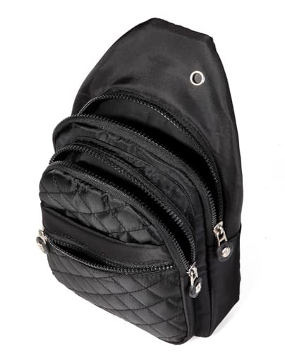 Crossbody Small Sling Backpack Sling Bag for Women, Chest Bag Dark Black
