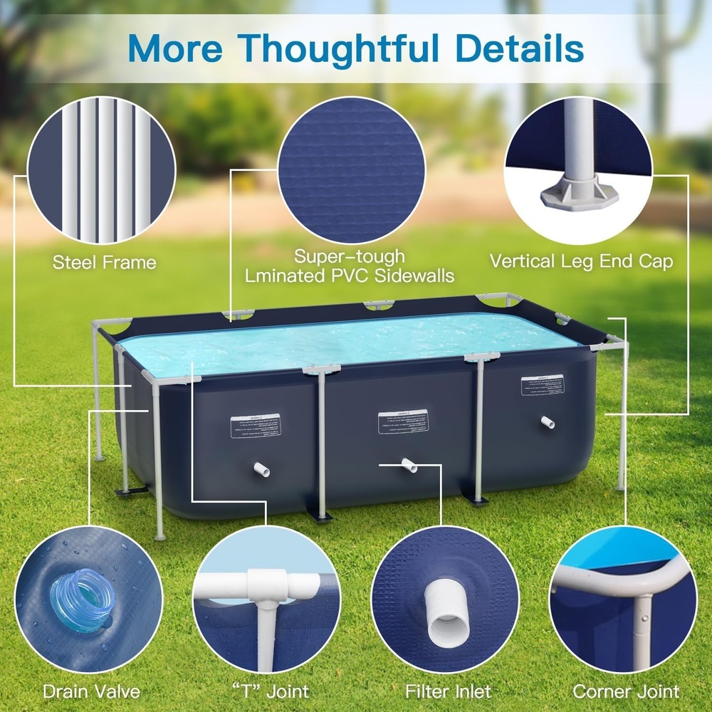 UV-Resistant 8'3" x 5' Rectangular Pool - Easy Setup for Outdoor Enjoyment