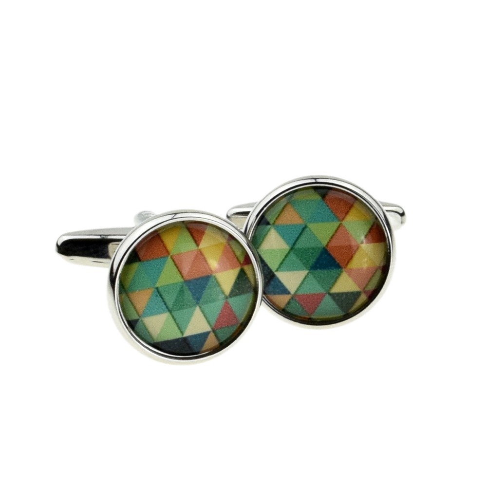 Harlequin Pattern Round Cufflinks Presented in a Box - X2BOC303