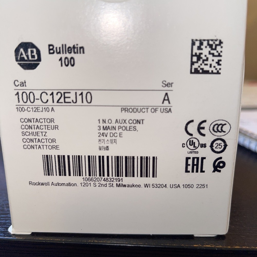 100-C12EJ10. 24VDC E COIL ALLEN BRADLEY. CONTACTOR
