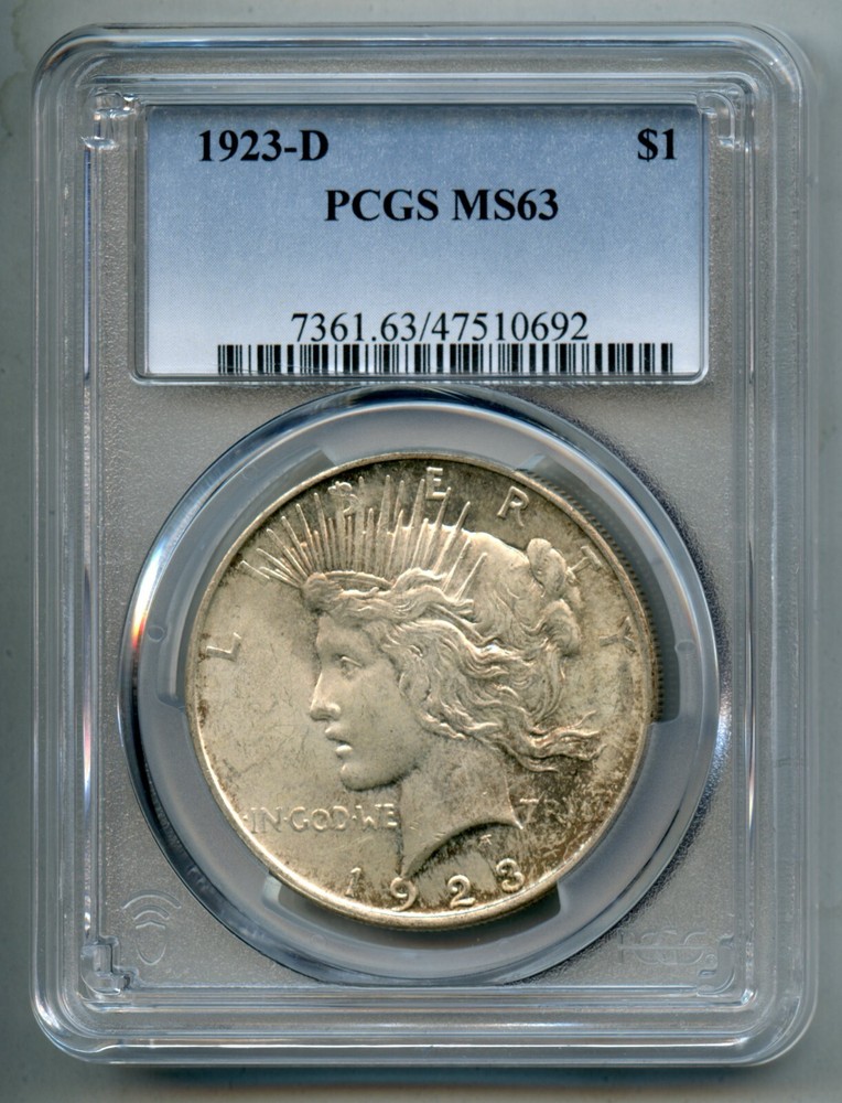 1923 D Peace Silver Dollar PCGS MS 63