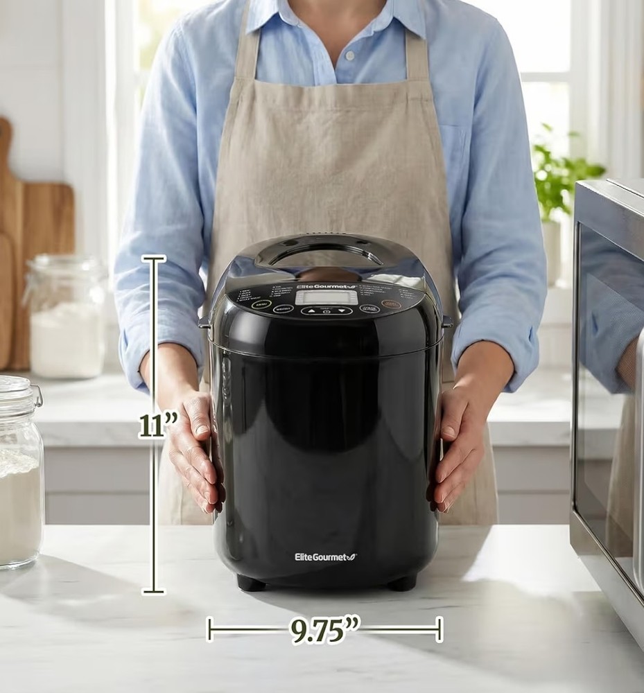 Elite Gourmet EBM8103B Programmable Bread Maker Machine - Black