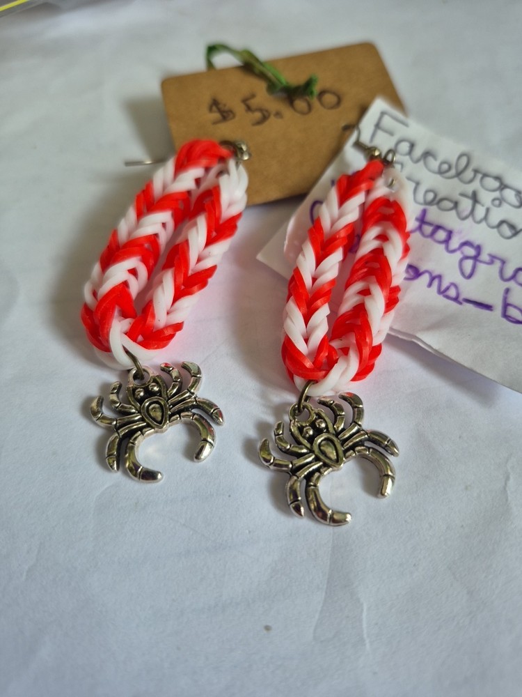 Rainbow Loom Spider Earrings Handmade