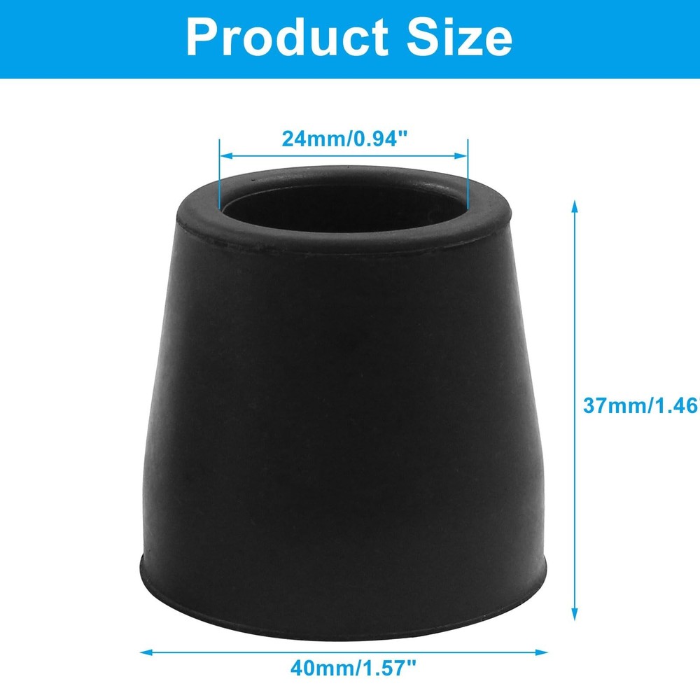 Rubber Cane Tips 1 Inch Black