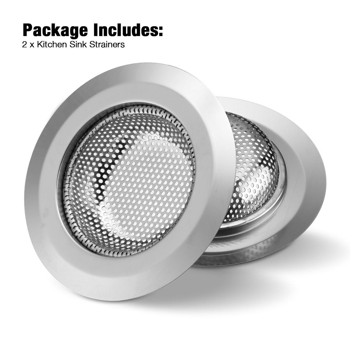 2PCS 4.5" Kitchen Bathroom Sink Strainer Stainless Steel Filter Drain Strainer
