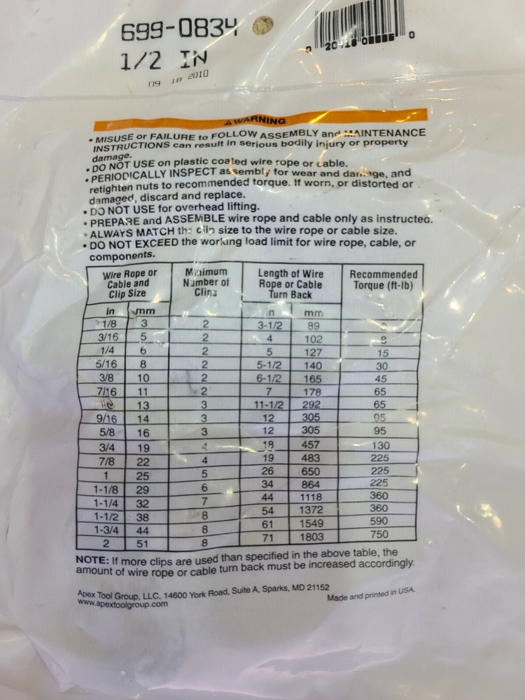 Campbell Wire Rope Clip 1/2"  699-0834