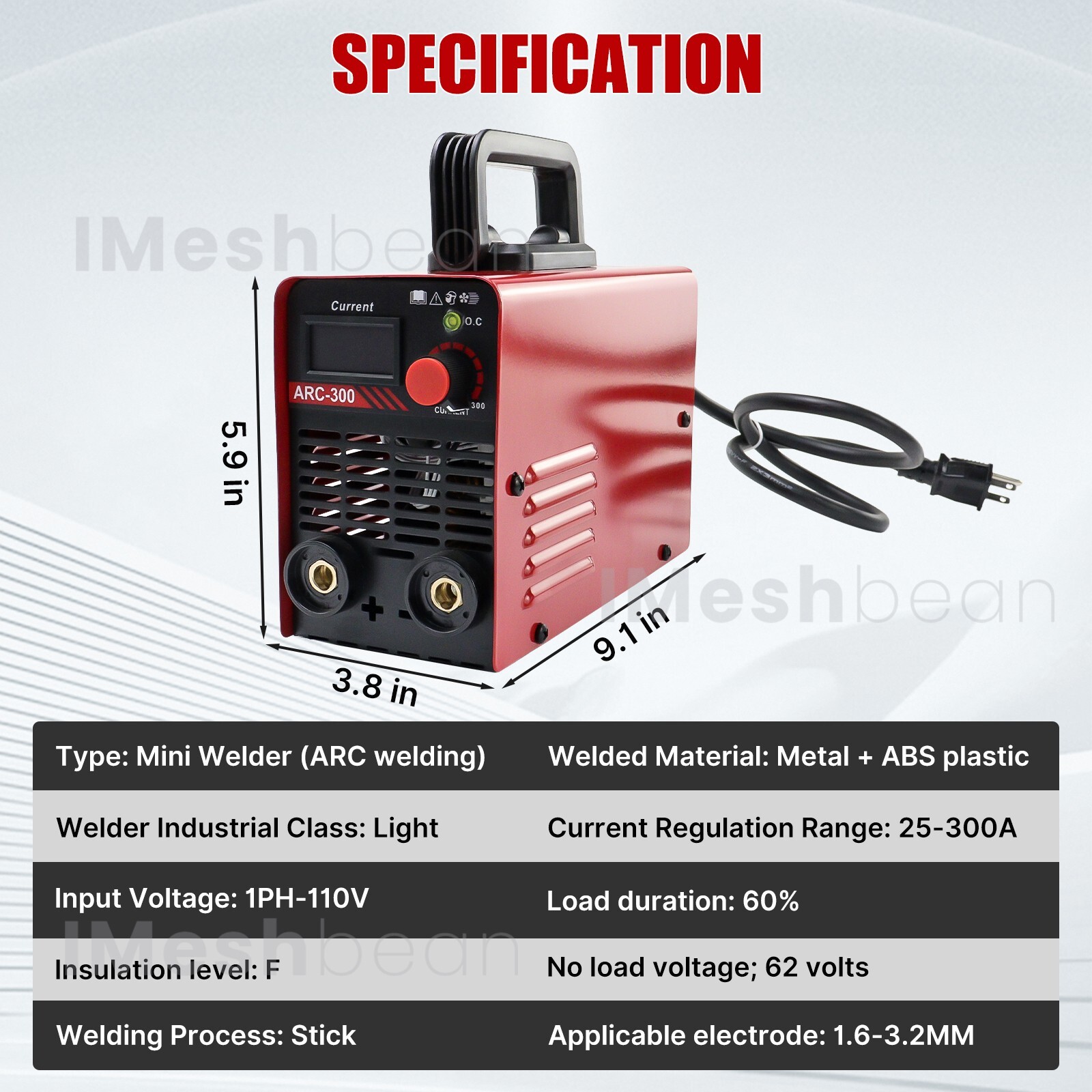 300AMP Mini IGBT ARC Welding Machine Inverter DC MMA Electric Welder Stick 110V