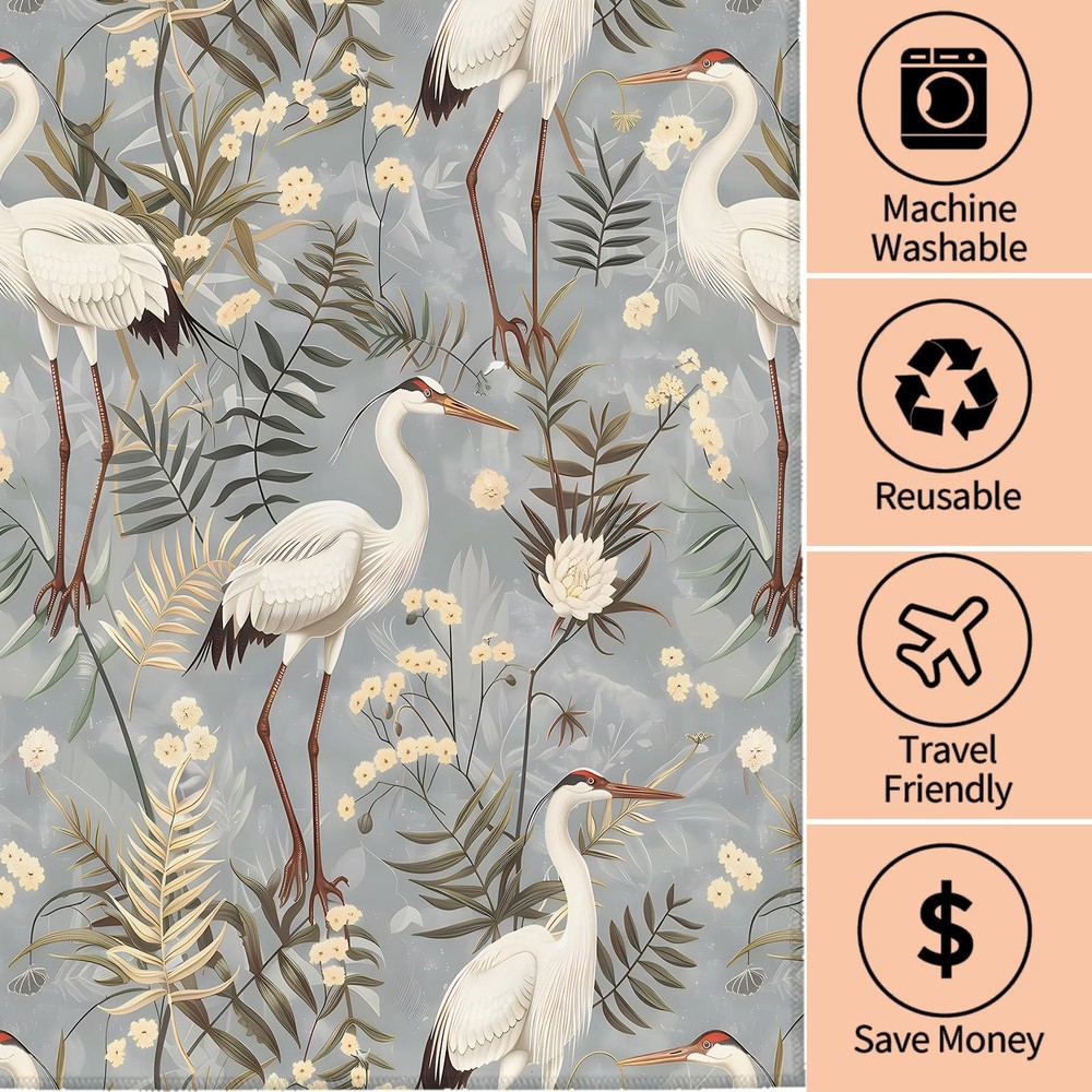 Elegant Crane Hand Towels - 2 Pack, 14.5" X 28",Soft Microfiber Polyester Cut...