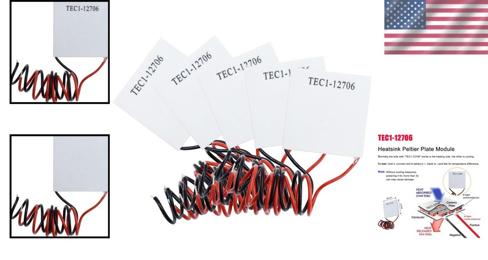 Compact 5PCS 12706 Peltier Cooler Module with 60W Power for Efficient Cooling