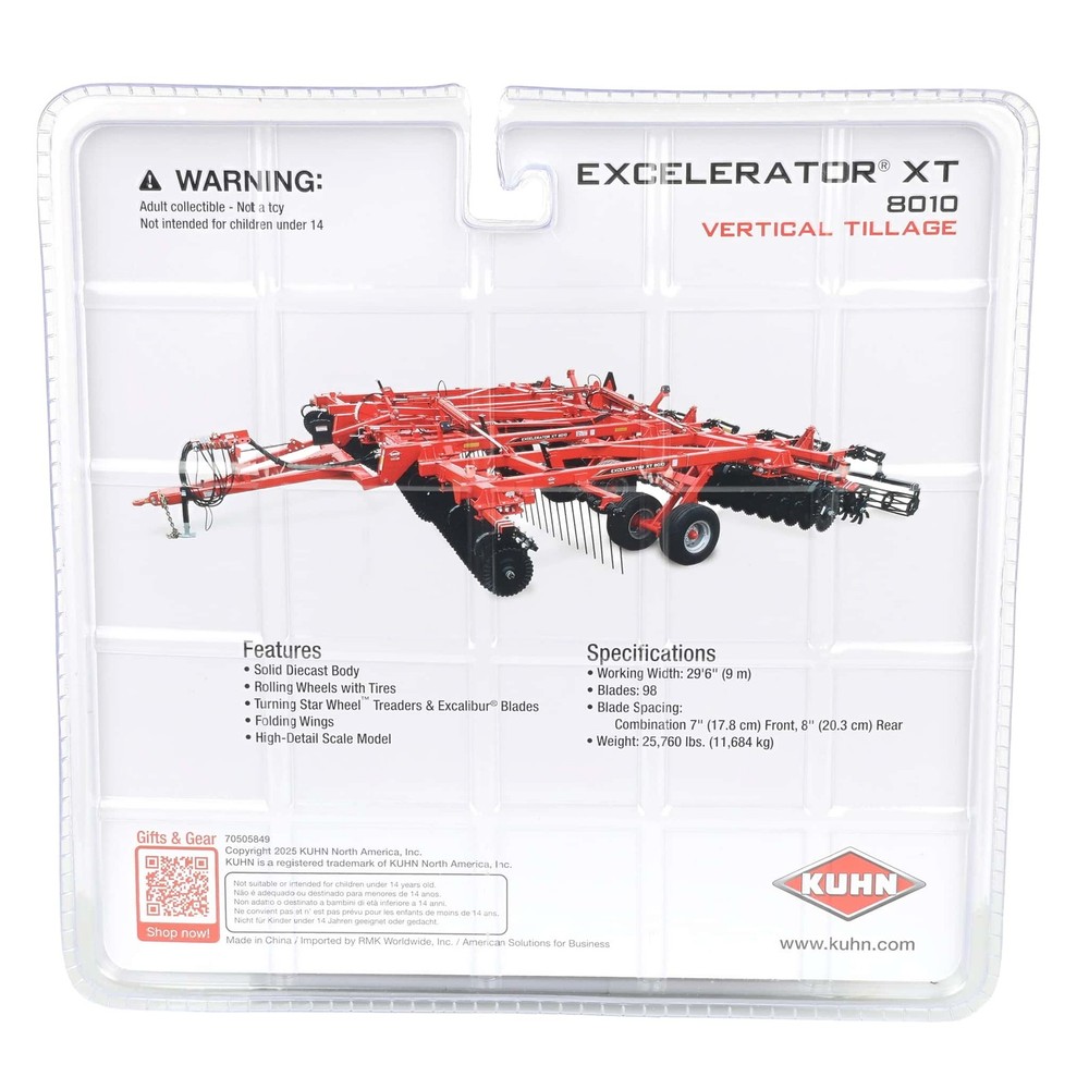1/64 Kuhn Excelerator XT 810 Vertical Tillage Tool Implement 70505849
