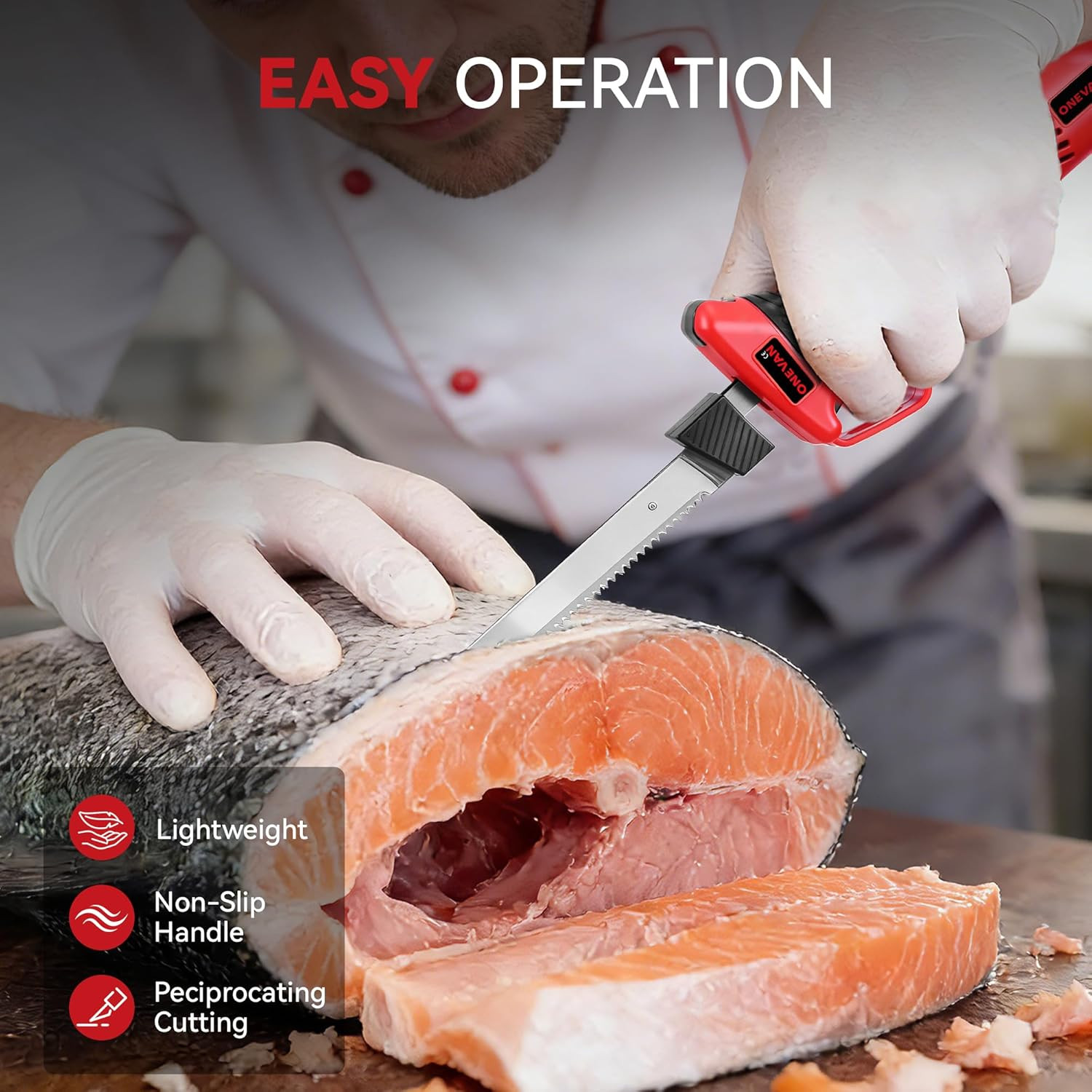 12V Cordless Electric Fillet Knife, 4 Ti-Nitride Coated Non-Stick Blades, Cordle