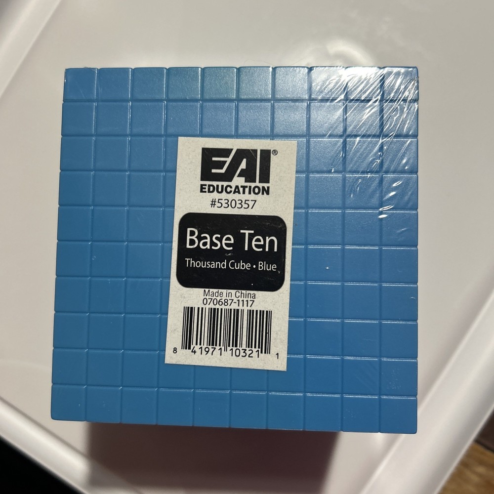 EAI Blue Plastic Base Ten Blocks Cube, 1000 Place Value Blocks, Plastic