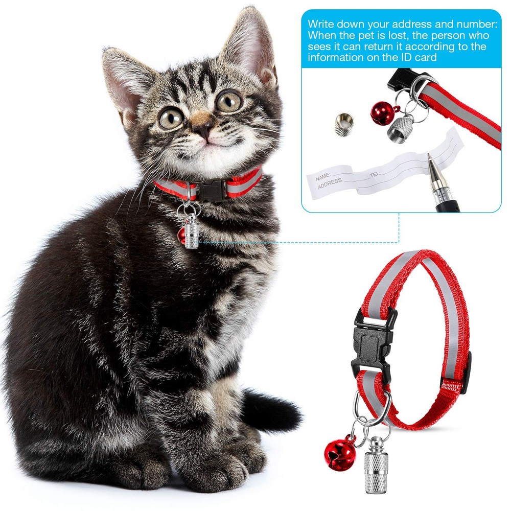 18 Piece Reflective Cat Collars with Bell Adjustable Durable Nylon Multicolor