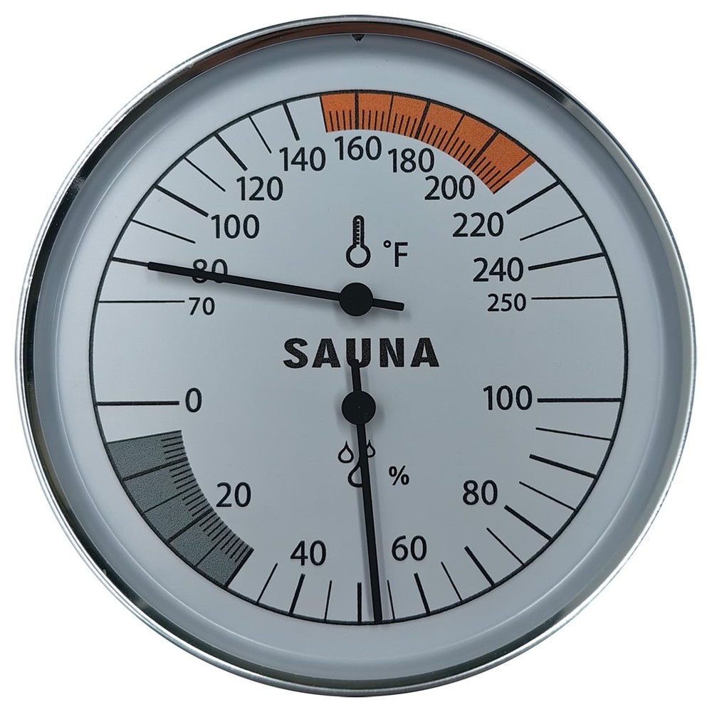 Sauna Thermometer and Hygrometer Combo – Precise Temperature & Silver