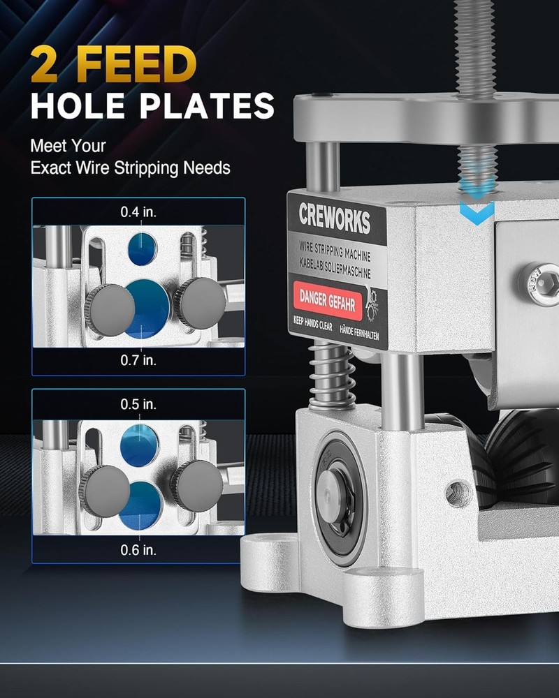 Wire Stripper Machine, 0.06"-1" Manual Wire Stripping Machine, Drill Compatible