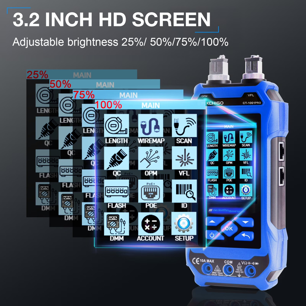 FIXCHIGO Multifunctional Network Cable Tester with Multimeter, PoE, VFL